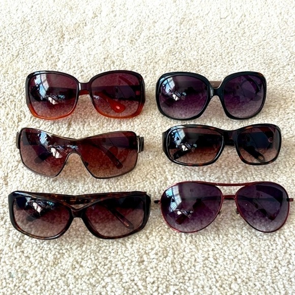 Lot of Six Pairs of Fossil Sunglasses Vintage Y2K Embellished Tortoise Polarized main image 13